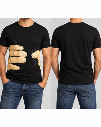 T-shirt nera con mani effetto 3D strizzato Tg. M