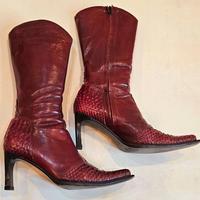 Stivali in pelle bordeaux