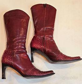 Stivali in pelle bordeaux