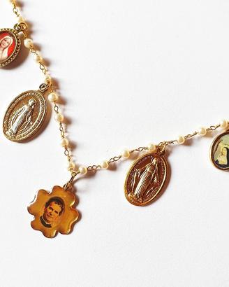 Collana artigianale con medaglie cristiane scare