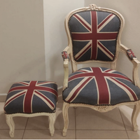 POLTRONA STILE INGLESE CON POUF