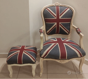 POLTRONA STILE INGLESE CON POUF