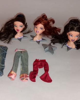 lotto Bratz heads stylyng head 3 teste + basi 