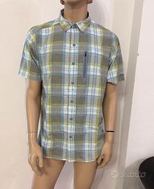 COLUMBIA Camicia uomo bianca verde azzurra quadri