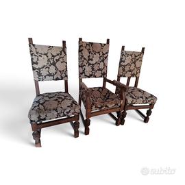 Set 3 sedie / poltrone in sti d epoca legno le