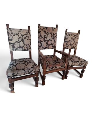Set 3 sedie / poltrone in sti d epoca legno le