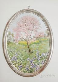 Quadro dipinto originale -Albero in fiore (ovale)