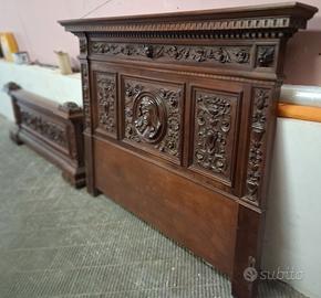 ANTICO LETTO LEGNO INTAGLIATO - MADONNA