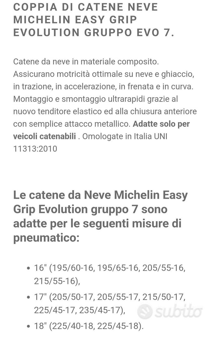 CATENE DA NEVE MICHELIN EASY GRIP EVOLUTION GRUPPO EVO 7 195/60-16