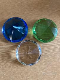 Grande 3 cristalli taglio diamante ferma carte