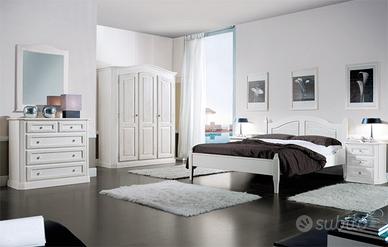 Comò cinque cassetti bianco spazzolato