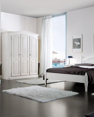 Comò cinque cassetti bianco spazzolato