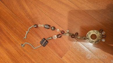 Collana lunga stile boho etnico con pendente decor