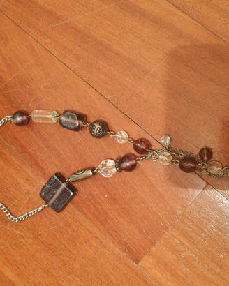 Collana lunga stile boho etnico con pendente decor
