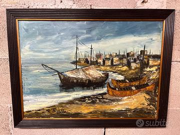 Quadro paesaggio con barche