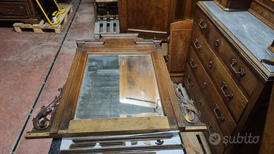 Specchiera Antica in Legno con specchio bisellato
