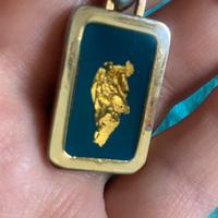 Ciondolo vintage con foglia oro 18 kt