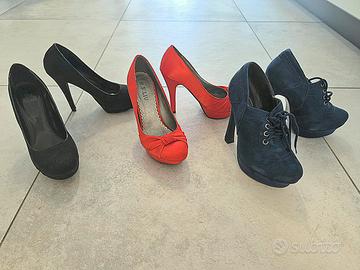stock décolleté con tacco n.37 rosso nero blu navy