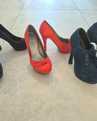 stock décolleté con tacco n.37 rosso nero blu navy