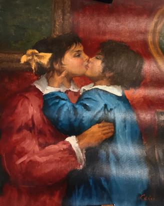 Cecconi olio su tela - coppia