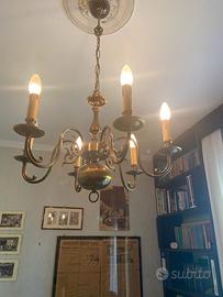 lampadario bronzeo 5 luci