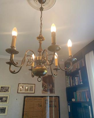 lampadario bronzeo 5 luci