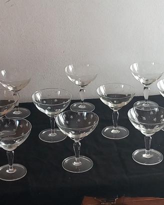 coppe di champagne  in vetro  lavorato