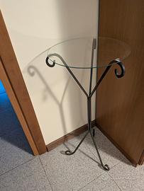 Tavolino porta piante / svuotatasche ferro e vetro