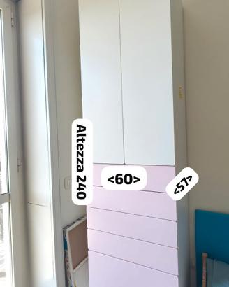 armadio cameretta Smastad bianco e rosa