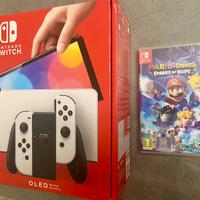 NINTENDO SWITCH OLED, Bianco nuovissima+Mario