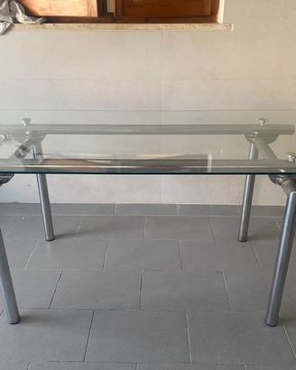 Tavolo moderno in vetro temperato/acciaio