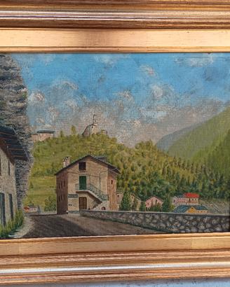 antico dipinti olio su cartone Val Macra Piemonte 