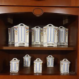 vecchio set barattoli contenitori cucina ceramica 