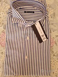 Camicia a righe bianche e azzurre, taglia XL