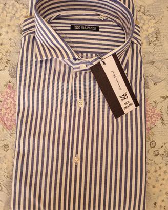 Camicia a righe bianche e azzurre, taglia XL