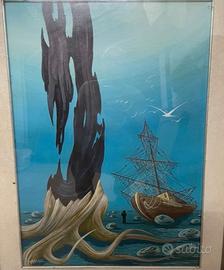 Arfelli Natalino Fondale Marino olio su tela 1976