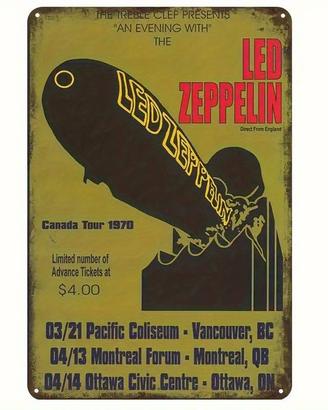 LED ZEPPELIN TARGA IN METALLO DA COLLEZIONE