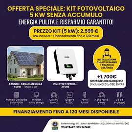 Kit Fotovoltaico 5 kW Pannelli + Inverter — €2.599
