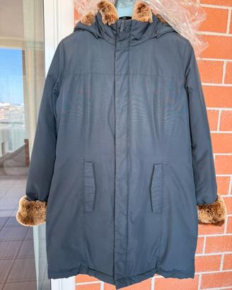 Parka Woolrich Boulder Coat Blu L Vera pelliccia