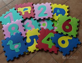 Tappeto puzzle gomma bimbi 13 pz numeri animali