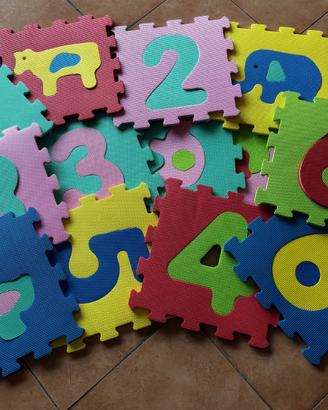 Tappeto puzzle gomma bimbi 13 pz numeri animali