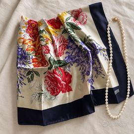 Foulard floreale pura seta 90x90cm D'ESTE