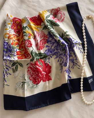 Foulard floreale pura seta 90x90cm D'ESTE