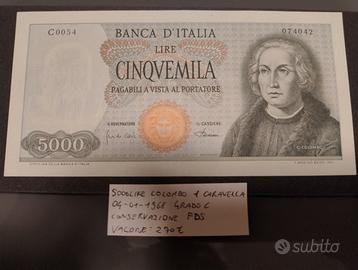 5000 lire colombo 1 caravella 04/01/1968 FDS