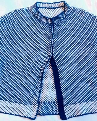 Cardigan traforato tg M blu/bianco NUOVO 