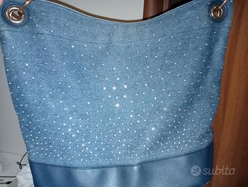 Borsa Hobo Denim con Strass Stile Y2K – Blu Jeans