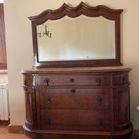 Cassettiera legno 140x110x58 legno antico marmo