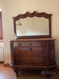 Cassettiera legno 140x110x58 legno antico marmo