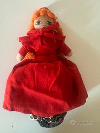 Bambola vintage reversibile Cappuccetto Rosso