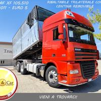 DAF XF 105.510-2011-€5-RIBALTABILE TRILATERALE+CEN